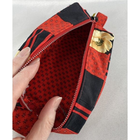 SOKA Mini Cosmetic Bag Minimalist Purse Handmade Rectangular Red & Black New! - Picture 7 of 10